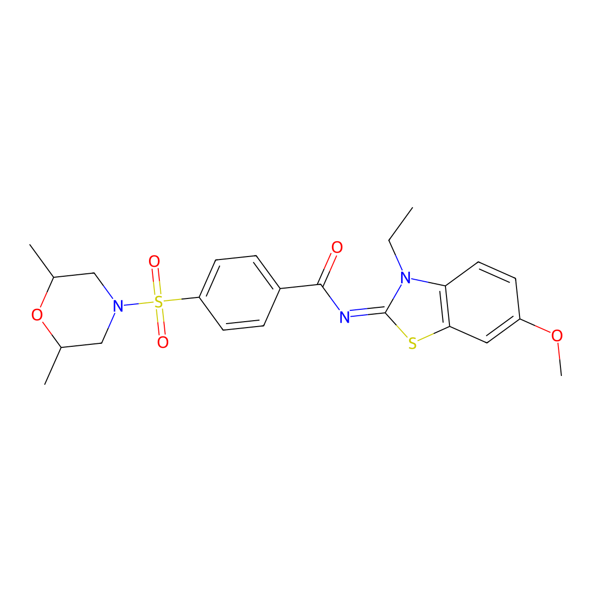 (Z)-4-((2,6-dimethylmorpholino)sulfonyl)-N-(3-ethyl-6-methoxybenzo[d]thiazol-2(3H)-ylidene)benzamide molecular structure, CAS 850909-70-5