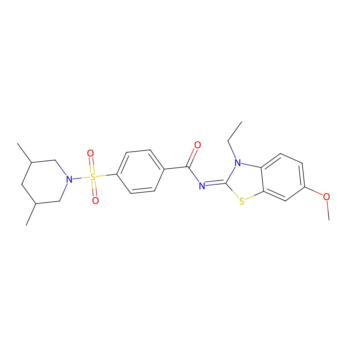 4-(3,5-dimethylpiperidin-1-yl)sulfonyl-N-(3-ethyl-6-methoxy-1,3-benzothiazol-2-ylidene)benzamide molecular structure, CAS 850909-71-6
