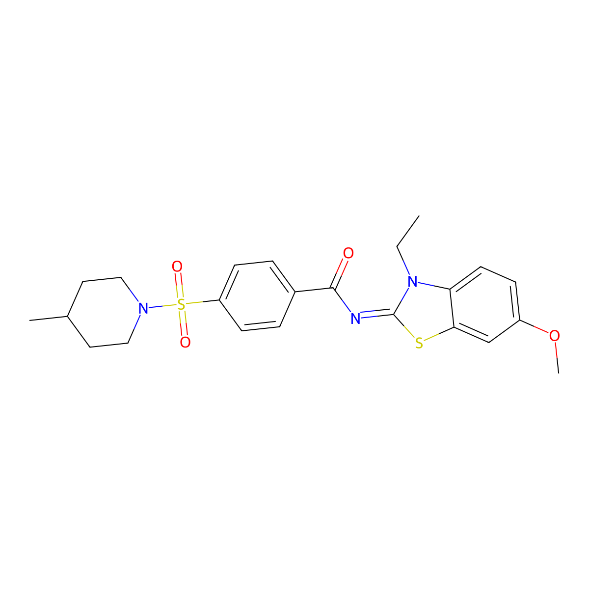 (Z)-N-(3-ethyl-6-methoxybenzo[d]thiazol-2(3H)-ylidene)-4-((4-methylpiperidin-1-yl)sulfonyl)benzamide molecular structure, CAS 850909-73-8