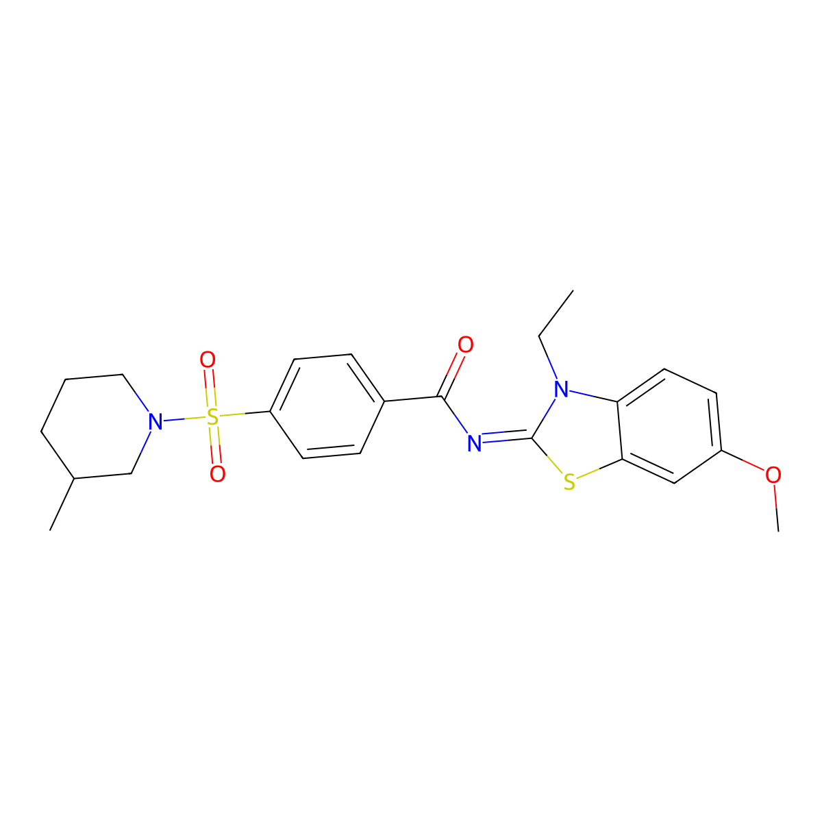 (Z)-N-(3-ethyl-6-methoxybenzo[d]thiazol-2(3H)-ylidene)-4-((3-methylpiperidin-1-yl)sulfonyl)benzamide molecular structure, CAS 850909-74-9