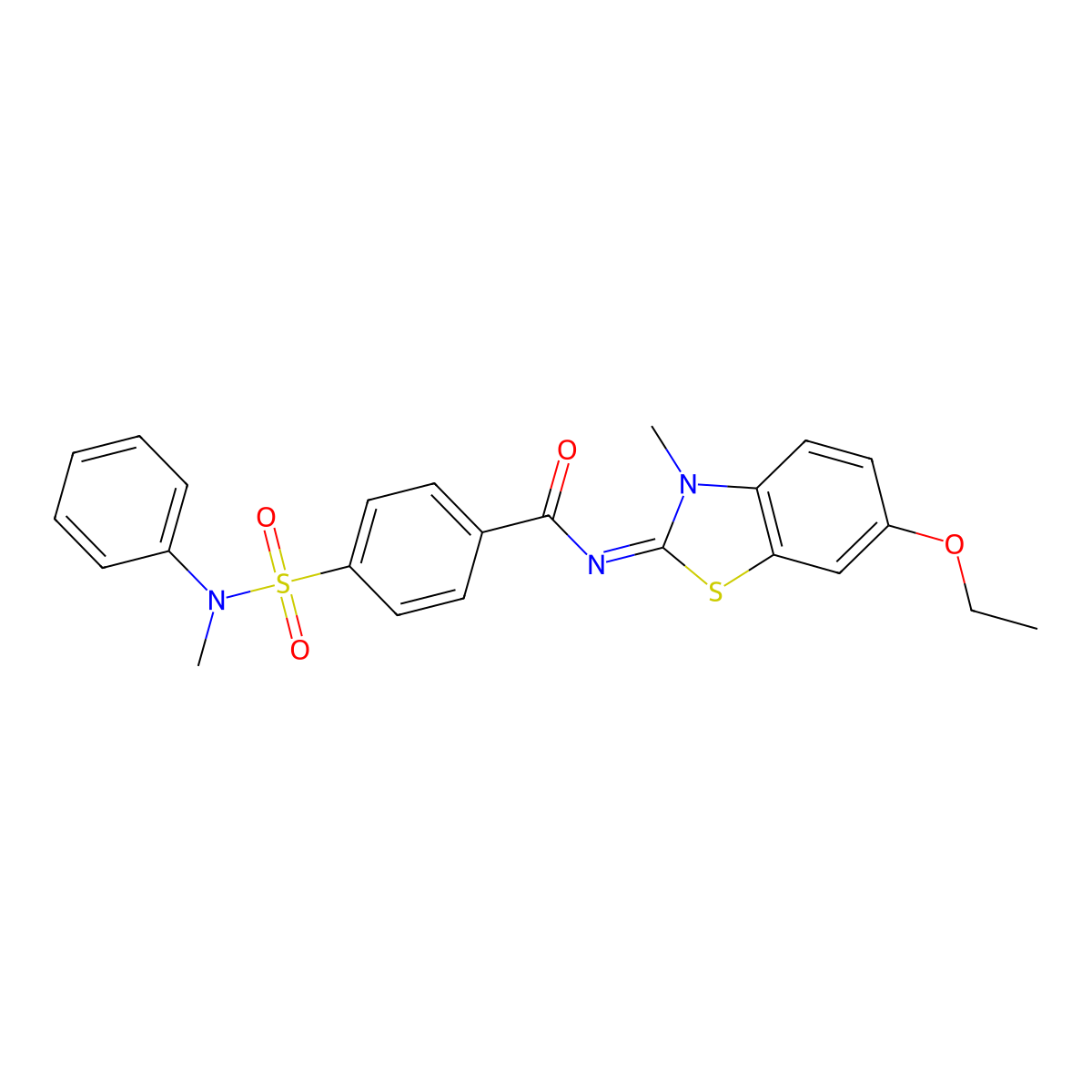N-(6-ethoxy-3-methyl-1,3-benzothiazol-2-ylidene)-4-[methyl(phenyl)sulfamoyl]benzamide molecular structure, CAS 850909-84-1