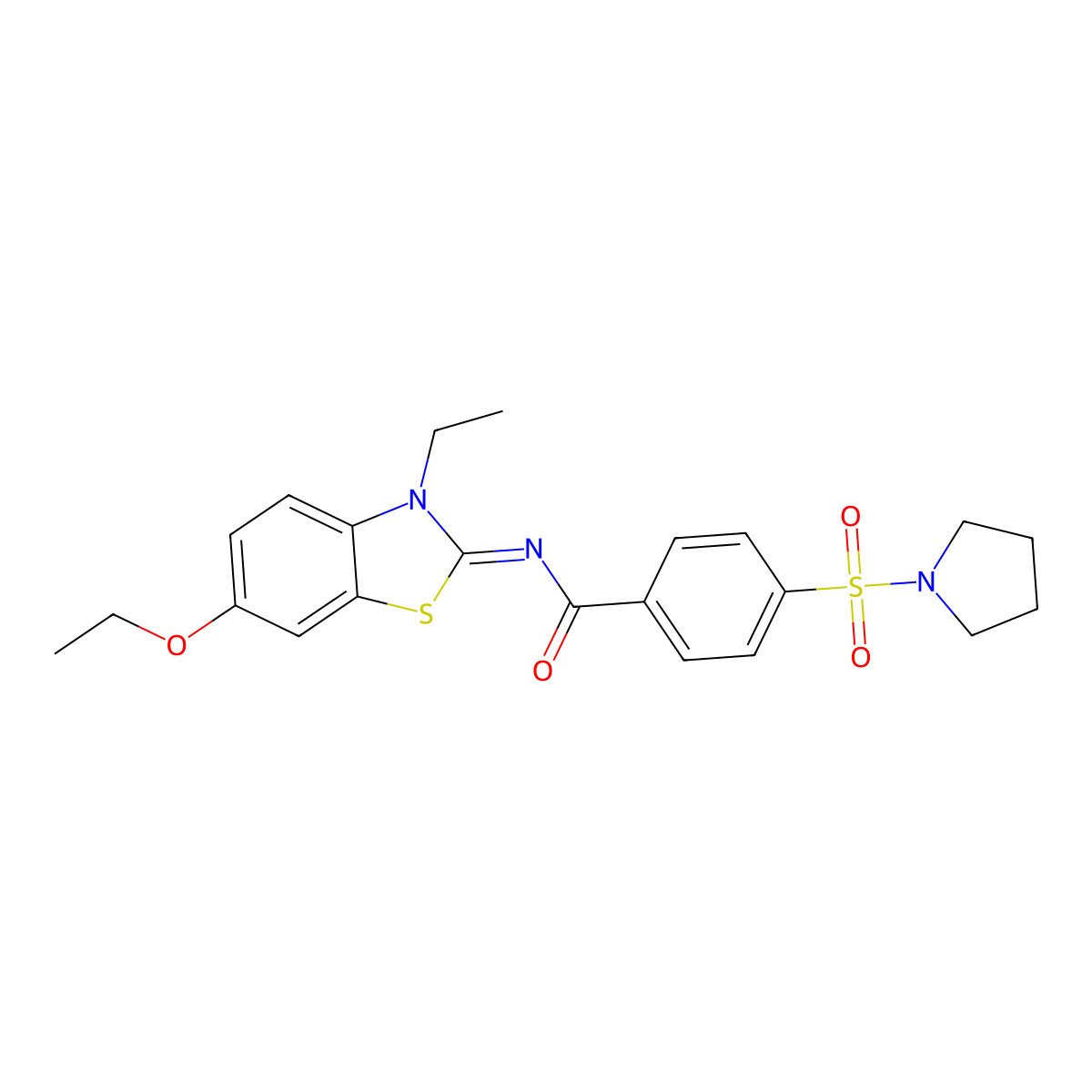 N-(6-ethoxy-3-ethyl-1,3-benzothiazol-2-ylidene)-4-pyrrolidin-1-ylsulfonylbenzamide molecular structure, CAS 850909-88-5