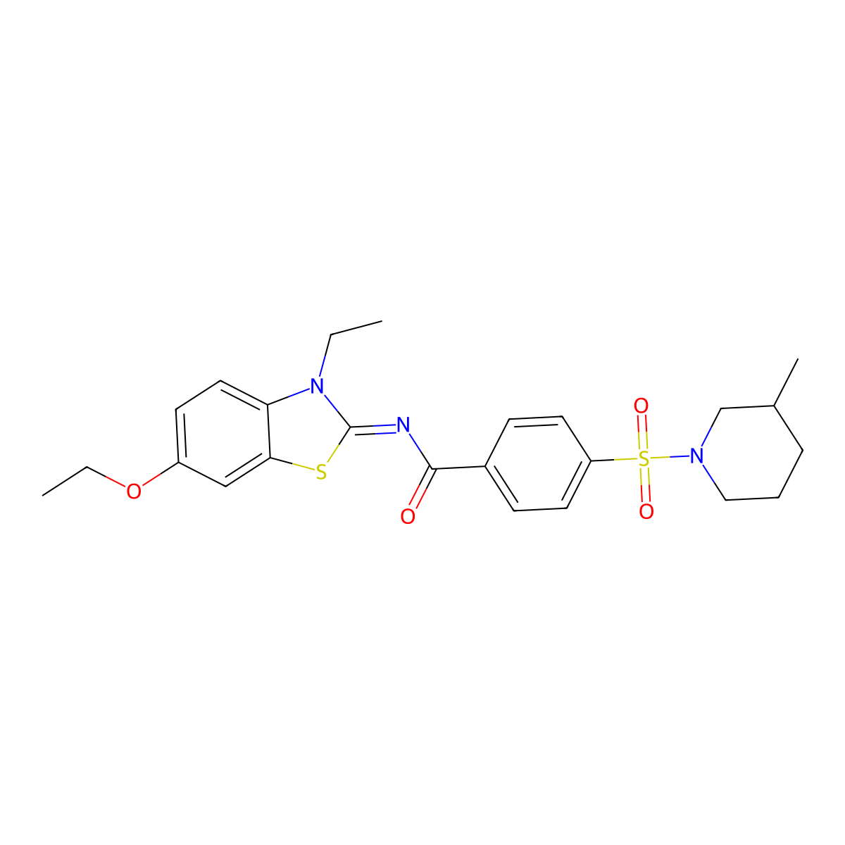 (Z)-N-(6-ethoxy-3-ethylbenzo[d]thiazol-2(3H)-ylidene)-4-((3-methylpiperidin-1-yl)sulfonyl)benzamide molecular structure, CAS 850909-93-2
