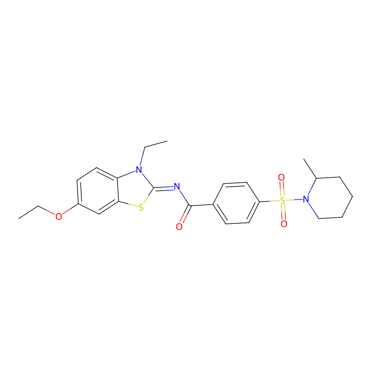 (Z)-N-(6-ethoxy-3-ethylbenzo[d]thiazol-2(3H)-ylidene)-4-((2-methylpiperidin-1-yl)sulfonyl)benzamide molecular structure, CAS 850909-94-3