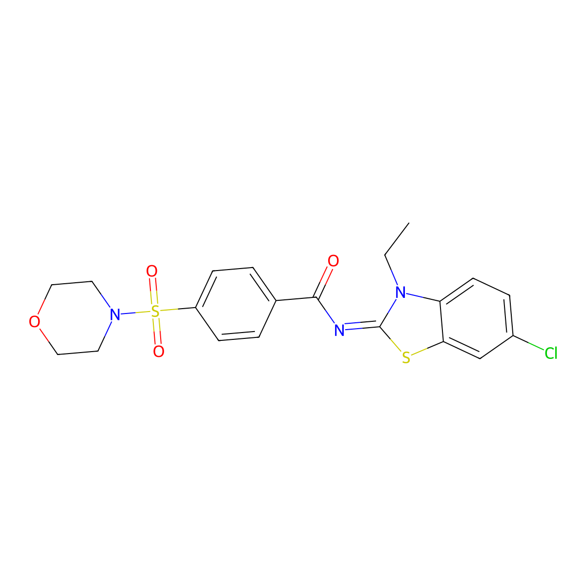 (Z)-N-(6-chloro-3-ethylbenzo[d]thiazol-2(3H)-ylidene)-4-(morpholinosulfonyl)benzamide molecular structure, CAS 850910-00-8