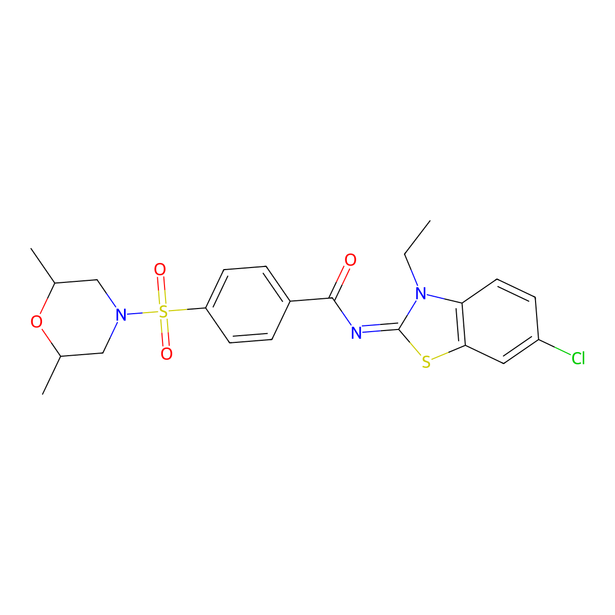 (Z)-N-(6-chloro-3-ethylbenzo[d]thiazol-2(3H)-ylidene)-4-((2,6-dimethylmorpholino)sulfonyl)benzamide molecular structure, CAS 850910-03-1