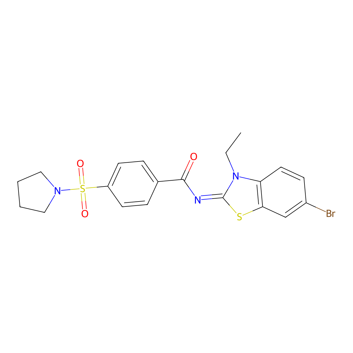 (Z)-N-(6-bromo-3-ethylbenzo[d]thiazol-2(3H)-ylidene)-4-(pyrrolidin-1-ylsulfonyl)benzamide molecular structure, CAS 850910-07-5