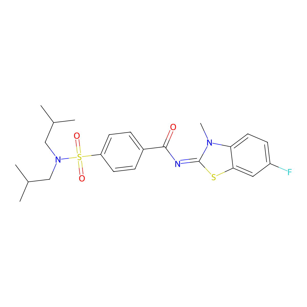 (E)-4-(N,N-diisobutylsulfamoyl)-N-(6-fluoro-3-methylbenzo[d]thiazol-2(3H)-ylidene)benzamide molecular structure, CAS 850910-09-7