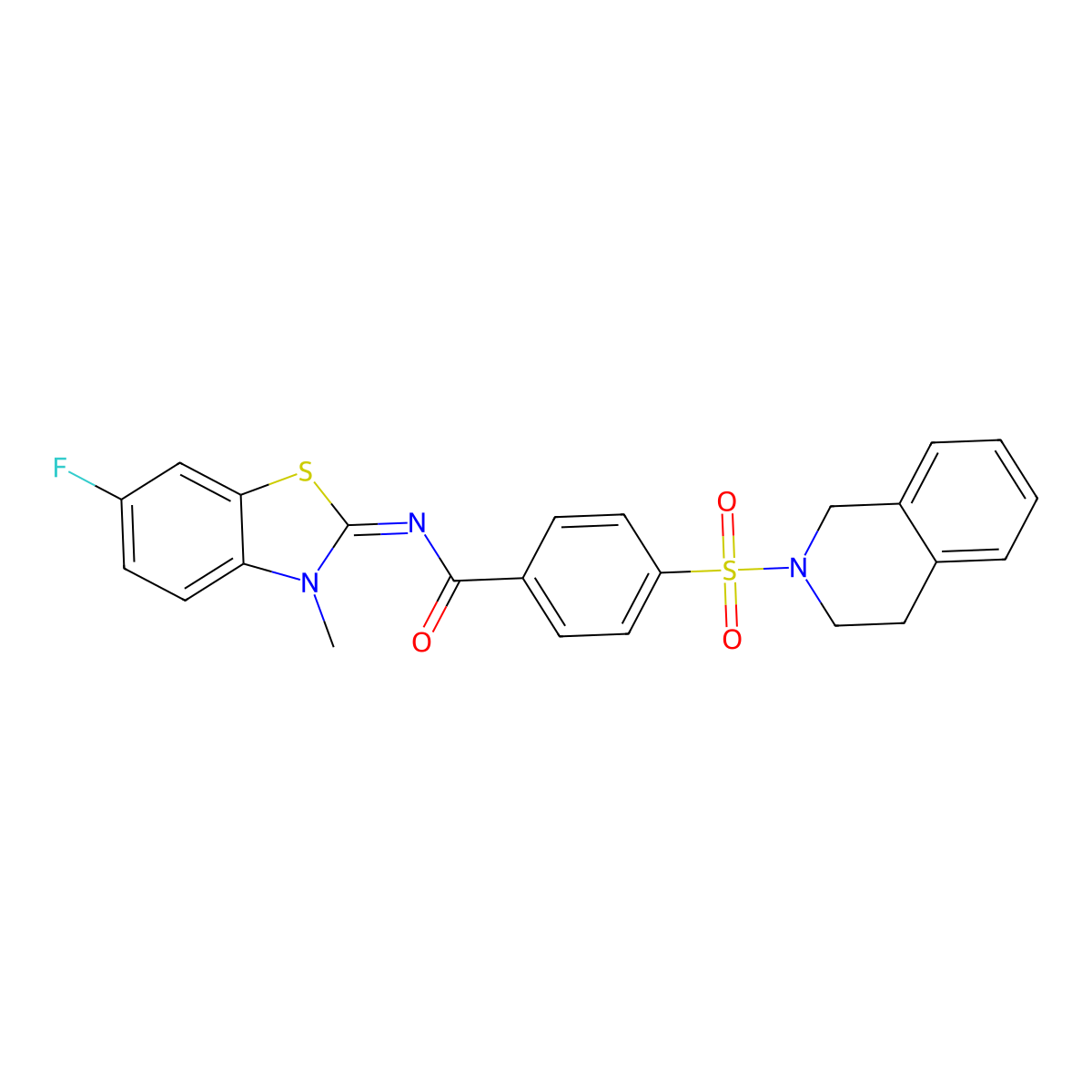 (E)-4-((3,4-dihydroisoquinolin-2(1H)-yl)sulfonyl)-N-(6-fluoro-3-methylbenzo[d]thiazol-2(3H)-ylidene)benzamide molecular structure, CAS 850910-10-0