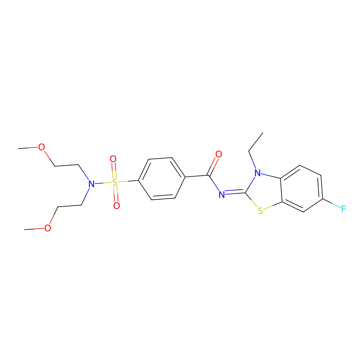 4-[bis(2-methoxyethyl)sulfamoyl]-N-(3-ethyl-6-fluoro-1,3-benzothiazol-2-ylidene)benzamide molecular structure, CAS 850910-13-3