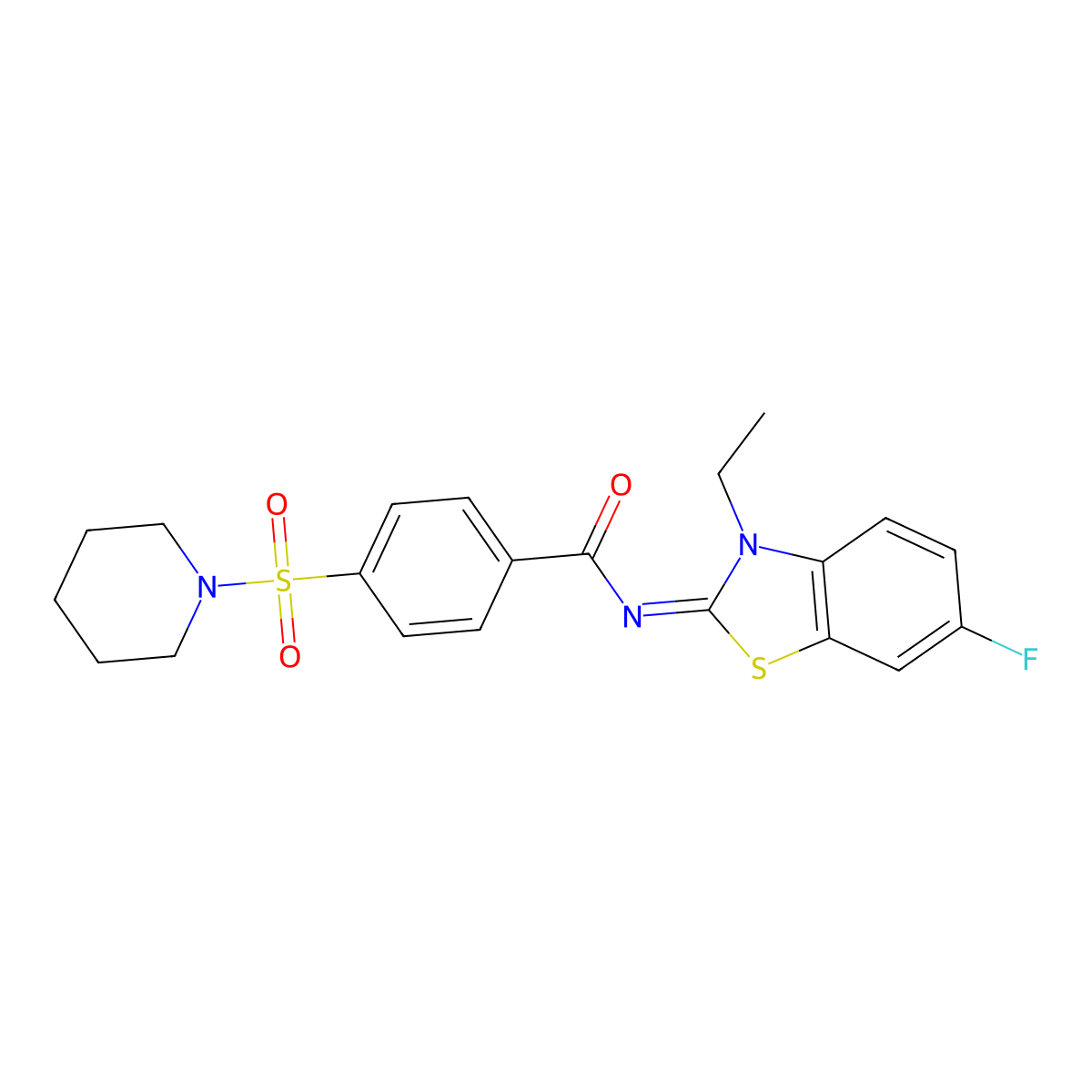N-(3-ethyl-6-fluoro-1,3-benzothiazol-2-ylidene)-4-piperidin-1-ylsulfonylbenzamide molecular structure, CAS 850910-14-4