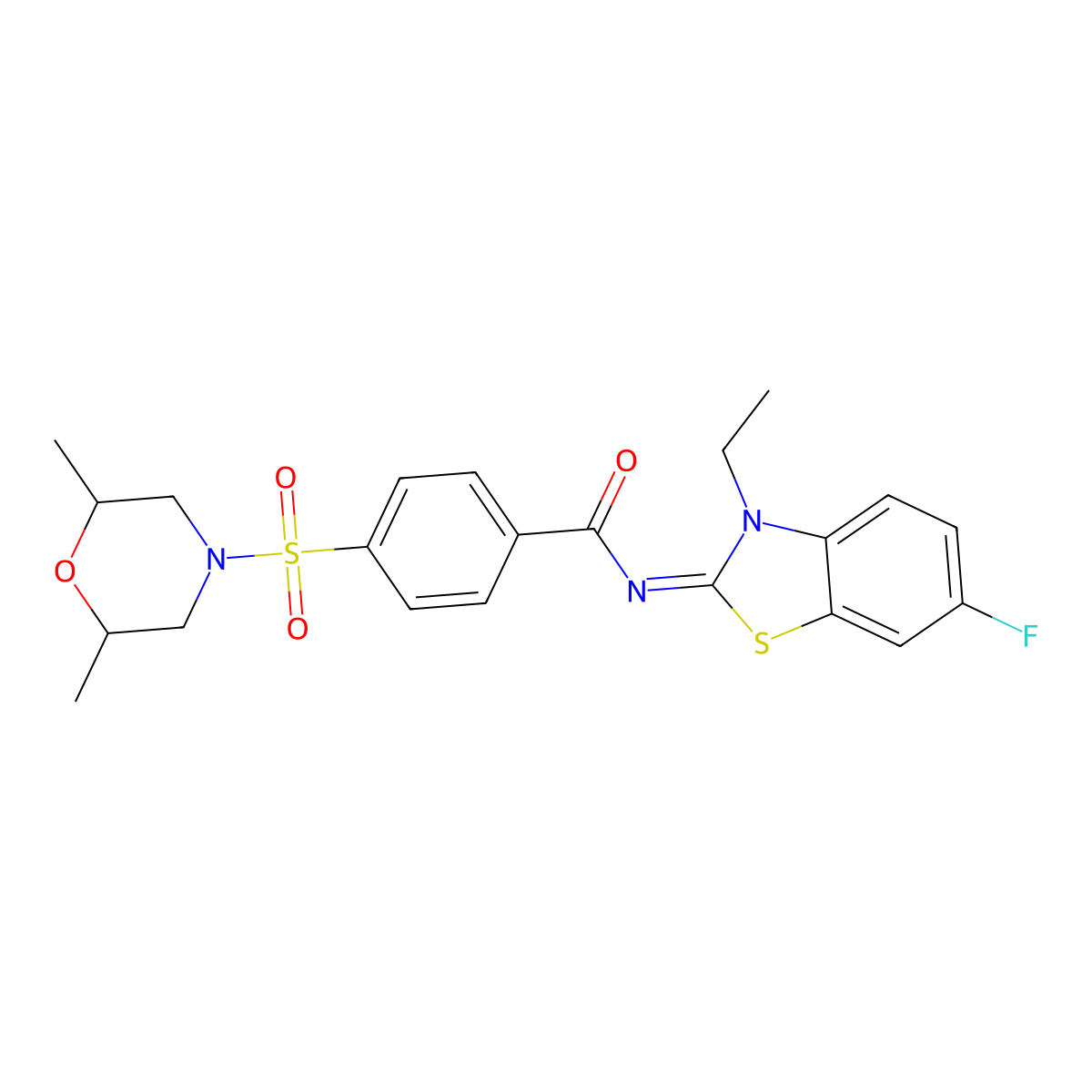 (E)-4-((2,6-dimethylmorpholino)sulfonyl)-N-(3-ethyl-6-fluorobenzo[d]thiazol-2(3H)-ylidene)benzamide molecular structure, CAS 850910-24-6