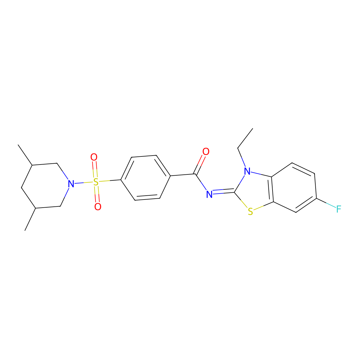 (E)-4-((3,5-dimethylpiperidin-1-yl)sulfonyl)-N-(3-ethyl-6-fluorobenzo[d]thiazol-2(3H)-ylidene)benzamide molecular structure, CAS 850910-27-9