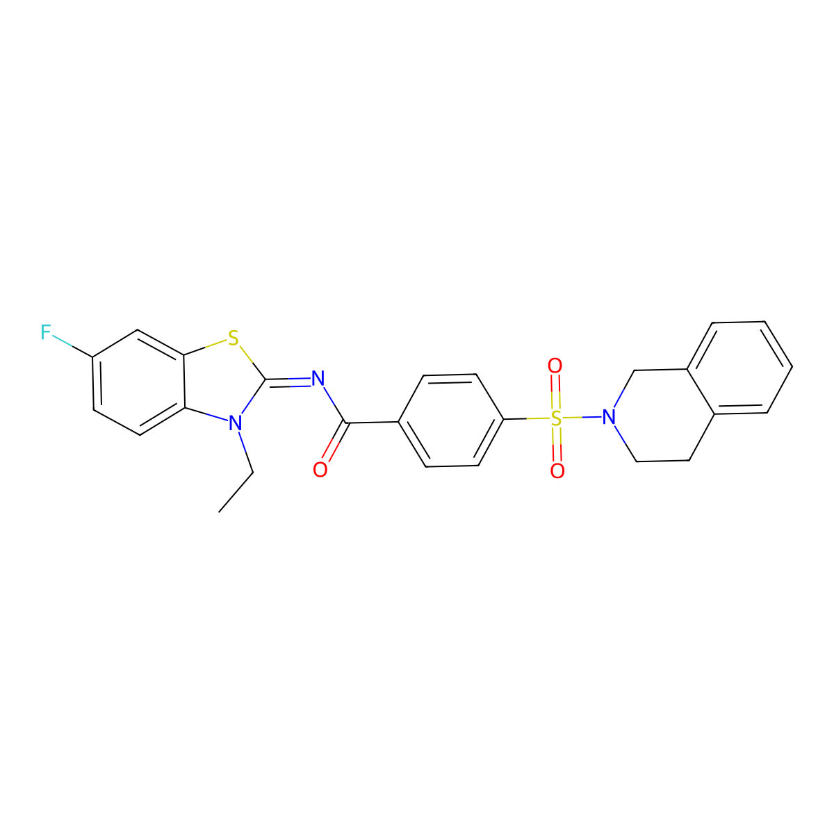 (E)-4-((3,4-dihydroisoquinolin-2(1H)-yl)sulfonyl)-N-(3-ethyl-6-fluorobenzo[d]thiazol-2(3H)-ylidene)benzamide molecular structure, CAS 850910-30-4