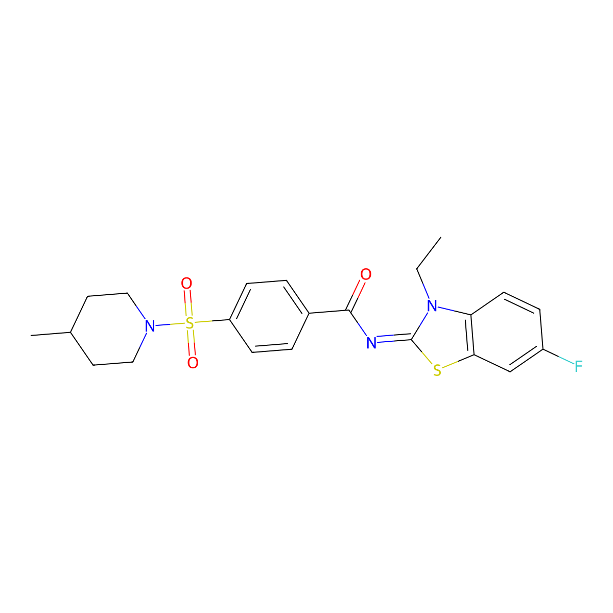 (E)-N-(3-ethyl-6-fluorobenzo[d]thiazol-2(3H)-ylidene)-4-((4-methylpiperidin-1-yl)sulfonyl)benzamide molecular structure, CAS 850910-32-6