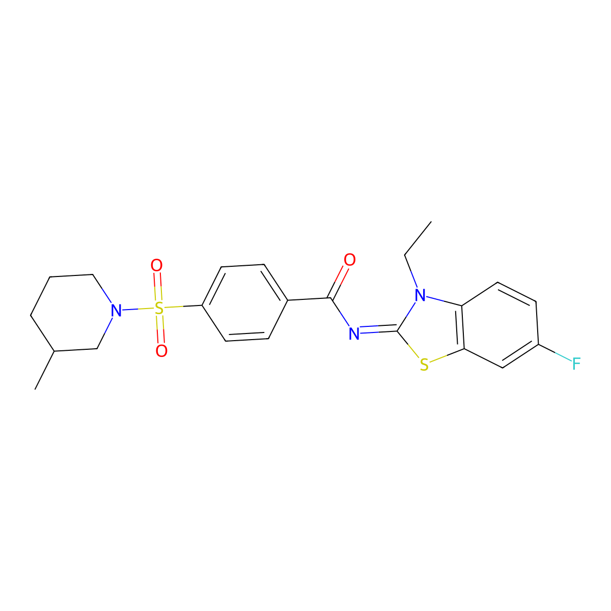 (E)-N-(3-ethyl-6-fluorobenzo[d]thiazol-2(3H)-ylidene)-4-((3-methylpiperidin-1-yl)sulfonyl)benzamide molecular structure, CAS 850910-33-7