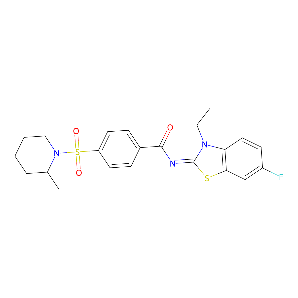 (E)-N-(3-ethyl-6-fluorobenzo[d]thiazol-2(3H)-ylidene)-4-((2-methylpiperidin-1-yl)sulfonyl)benzamide molecular structure, CAS 850910-35-9