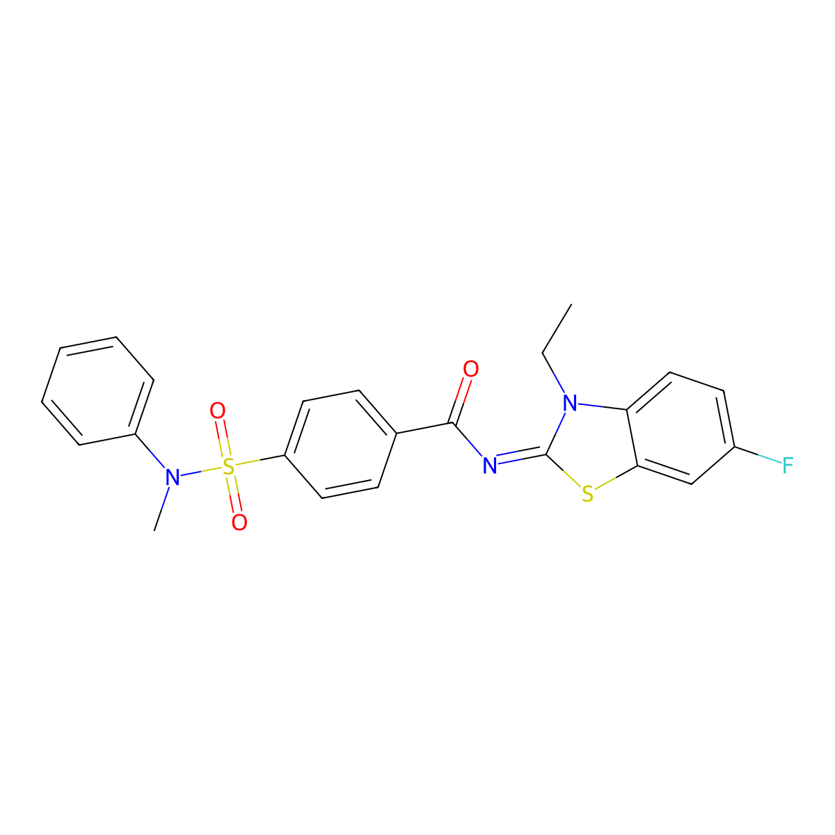 N-(3-ethyl-6-fluoro-1,3-benzothiazol-2-ylidene)-4-[methyl(phenyl)sulfamoyl]benzamide molecular structure, CAS 850910-37-1