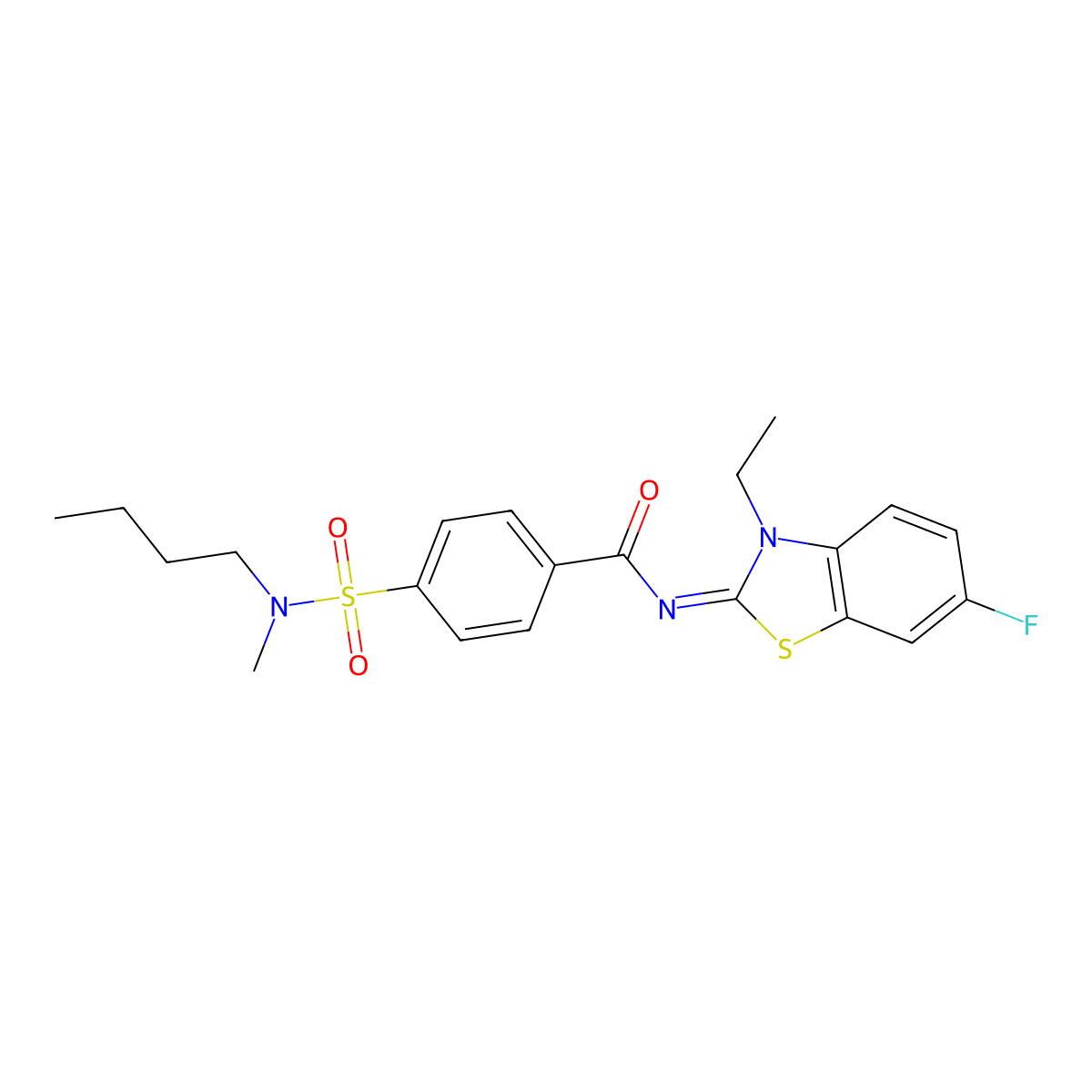 4-[butyl(methyl)sulfamoyl]-N-(3-ethyl-6-fluoro-1,3-benzothiazol-2-ylidene)benzamide molecular structure, CAS 850910-38-2
