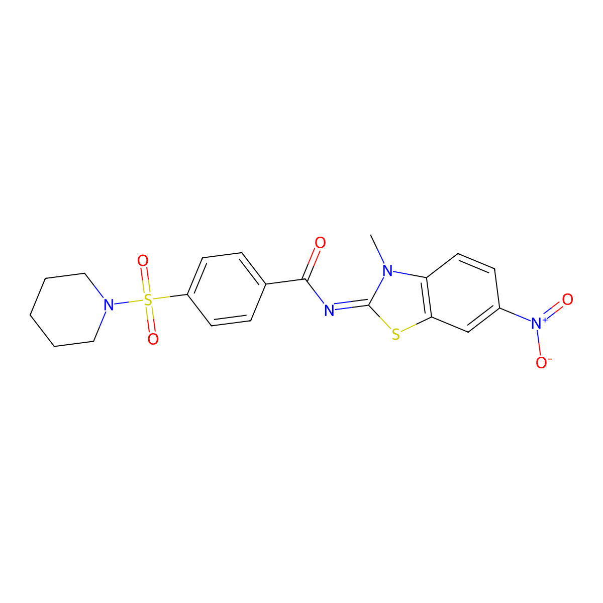 (E)-N-(3-methyl-6-nitrobenzo[d]thiazol-2(3H)-ylidene)-4-(piperidin-1-ylsulfonyl)benzamide molecular structure, CAS 850910-40-6