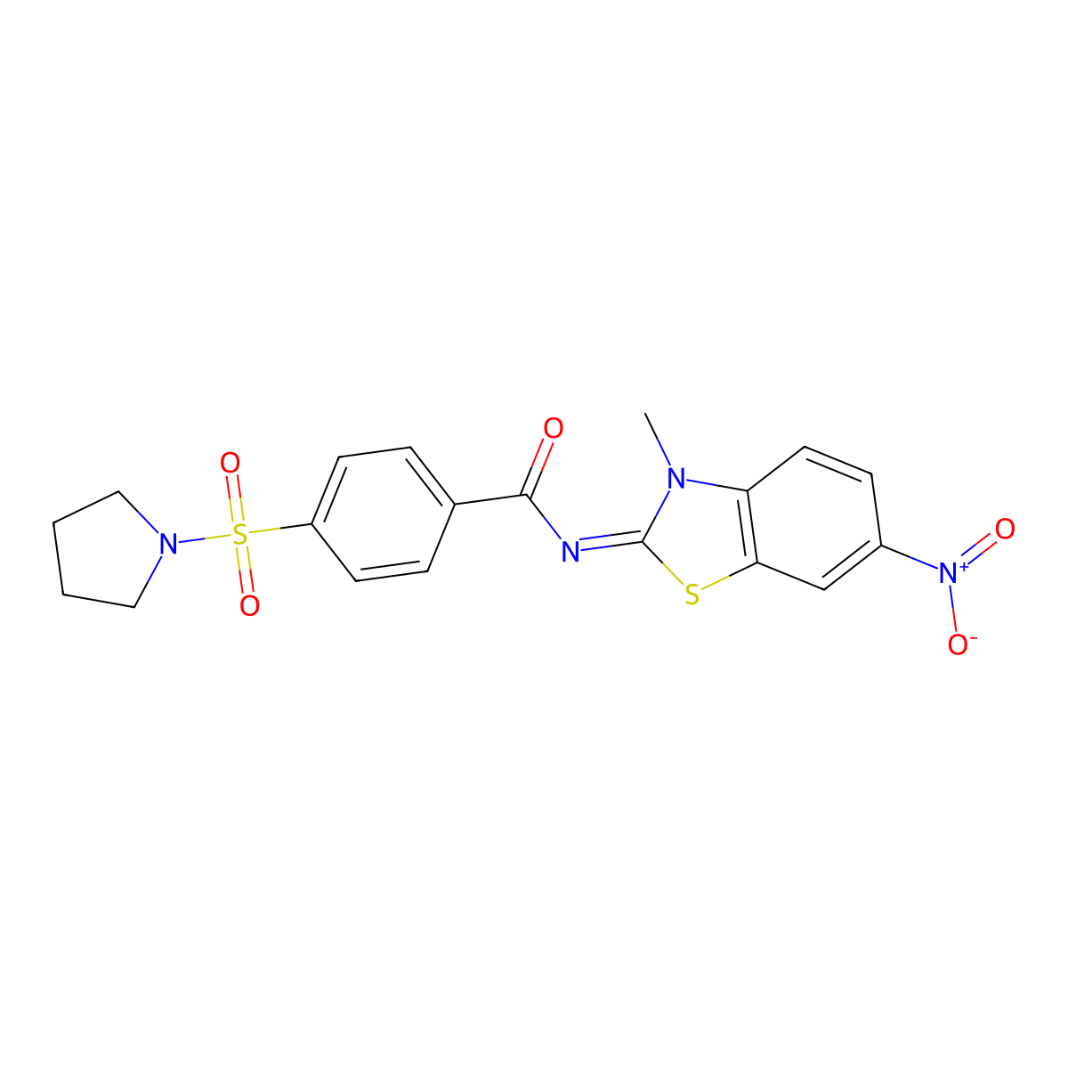 (E)-N-(3-methyl-6-nitrobenzo[d]thiazol-2(3H)-ylidene)-4-(pyrrolidin-1-ylsulfonyl)benzamide molecular structure, CAS 850910-42-8