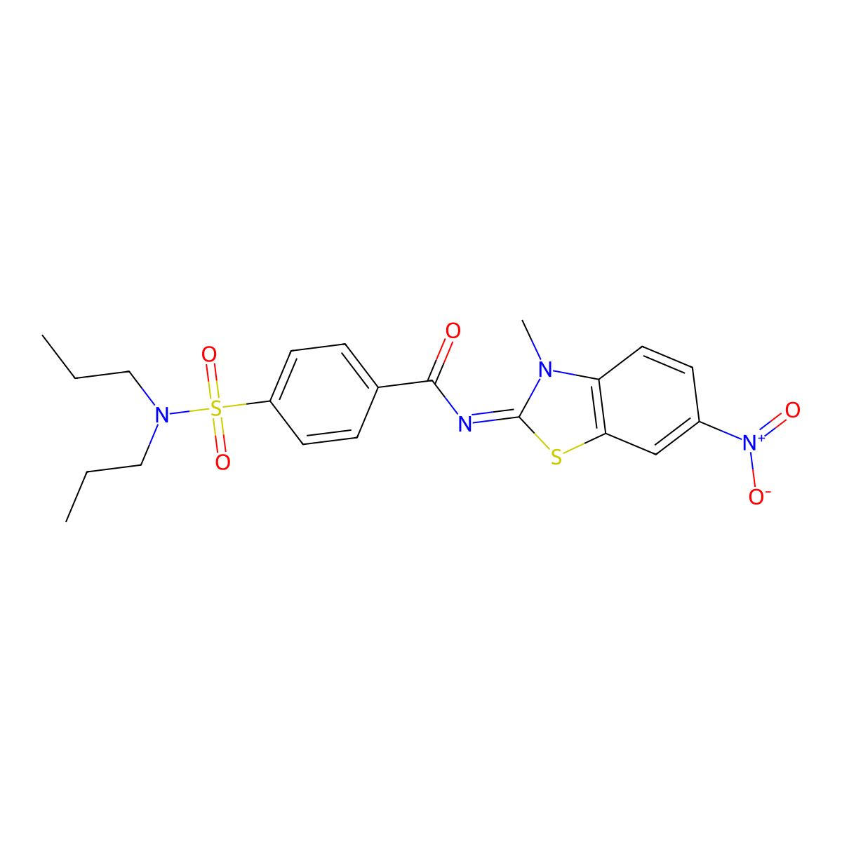 4-(dipropylsulfamoyl)-N-(3-methyl-6-nitro-1,3-benzothiazol-2-ylidene)benzamide molecular structure, CAS 850910-44-0