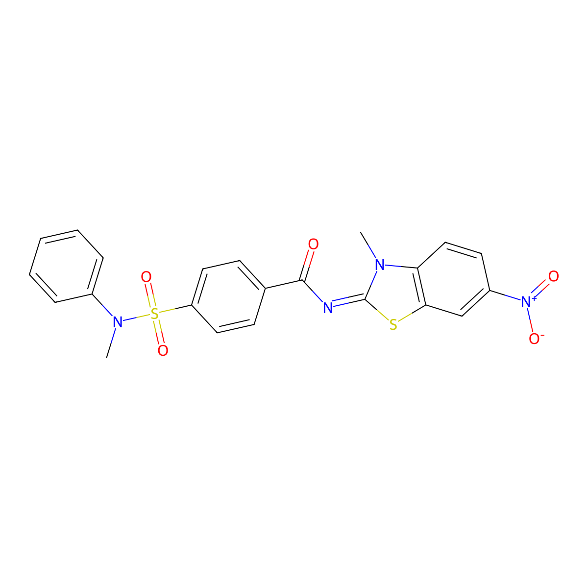 N-(3-methyl-6-nitro-1,3-benzothiazol-2-ylidene)-4-[methyl(phenyl)sulfamoyl]benzamide molecular structure, CAS 850910-48-4