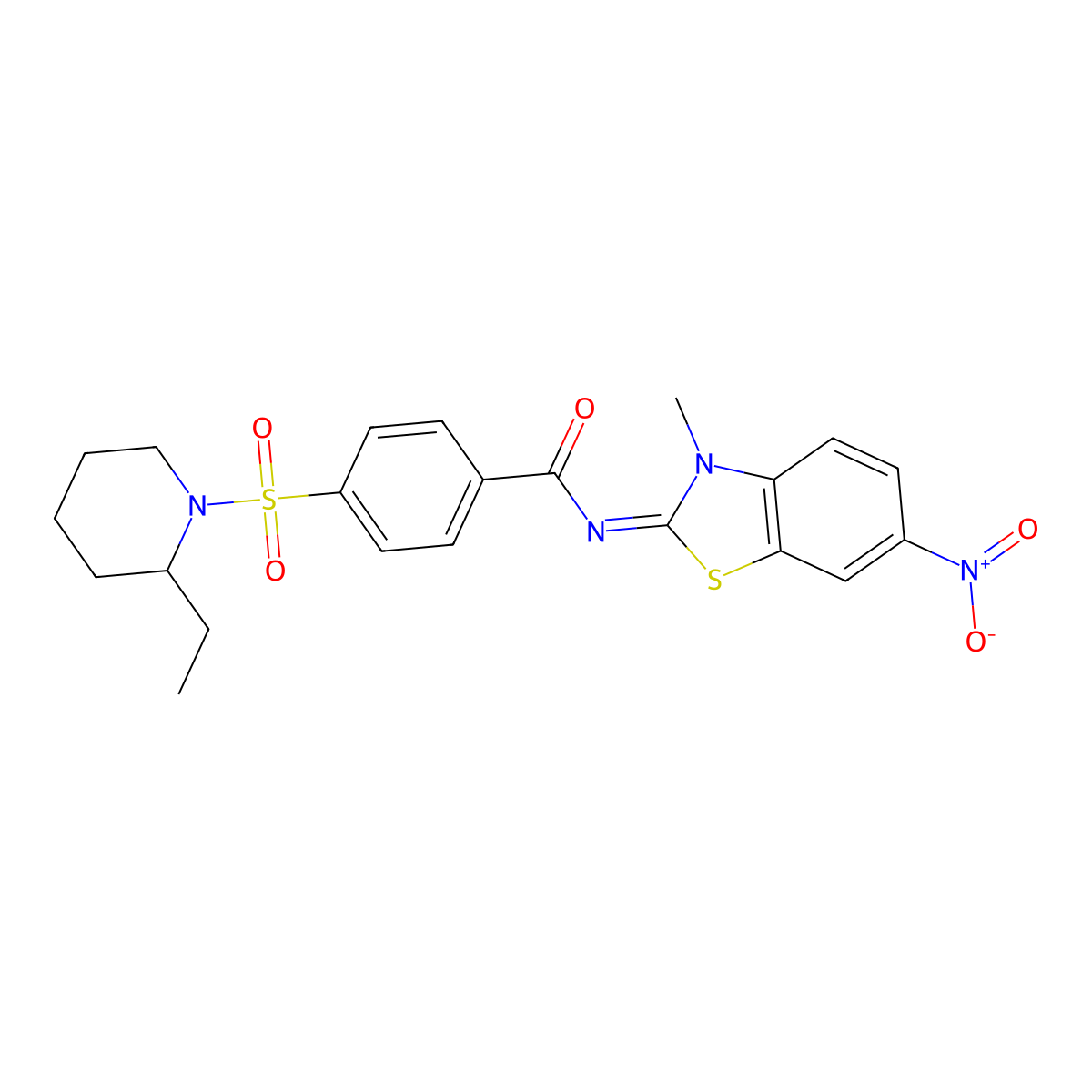(Z)-4-((2-ethylpiperidin-1-yl)sulfonyl)-N-(3-methyl-6-nitrobenzo[d]thiazol-2(3H)-ylidene)benzamide molecular structure, CAS 850910-49-5