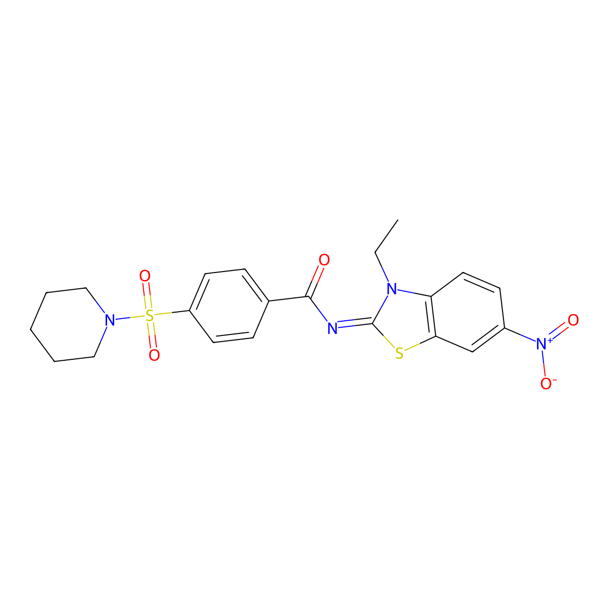 N-(3-ethyl-6-nitro-1,3-benzothiazol-2-ylidene)-4-piperidin-1-ylsulfonylbenzamide molecular structure, CAS 850910-51-9