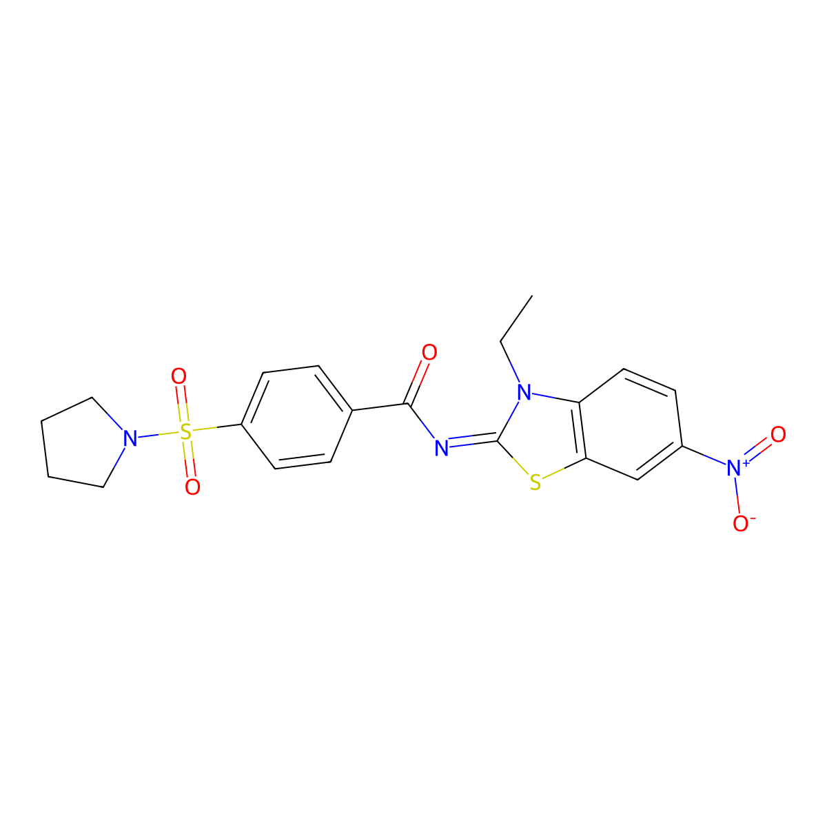 N-(3-ethyl-6-nitro-1,3-benzothiazol-2-ylidene)-4-pyrrolidin-1-ylsulfonylbenzamide molecular structure, CAS 850910-53-1