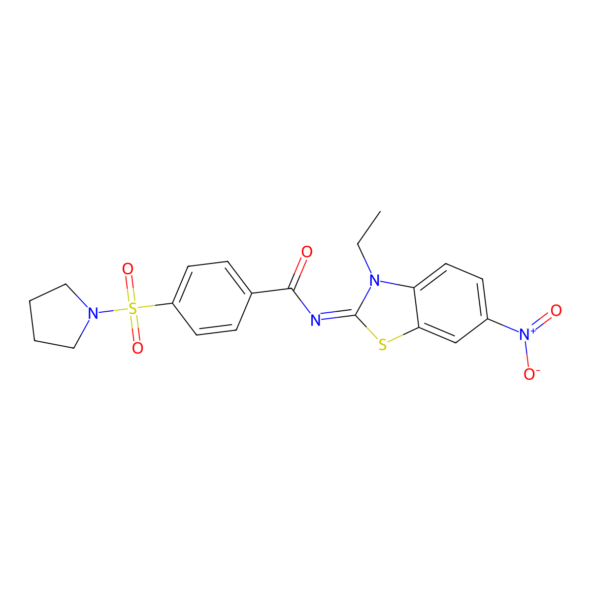 N-(3-ethyl-6-nitro-1,3-benzothiazol-2-ylidene)-4-pyrrolidin-1-ylsulfonylbenzamide molecular structure, CAS 850910-53-1
