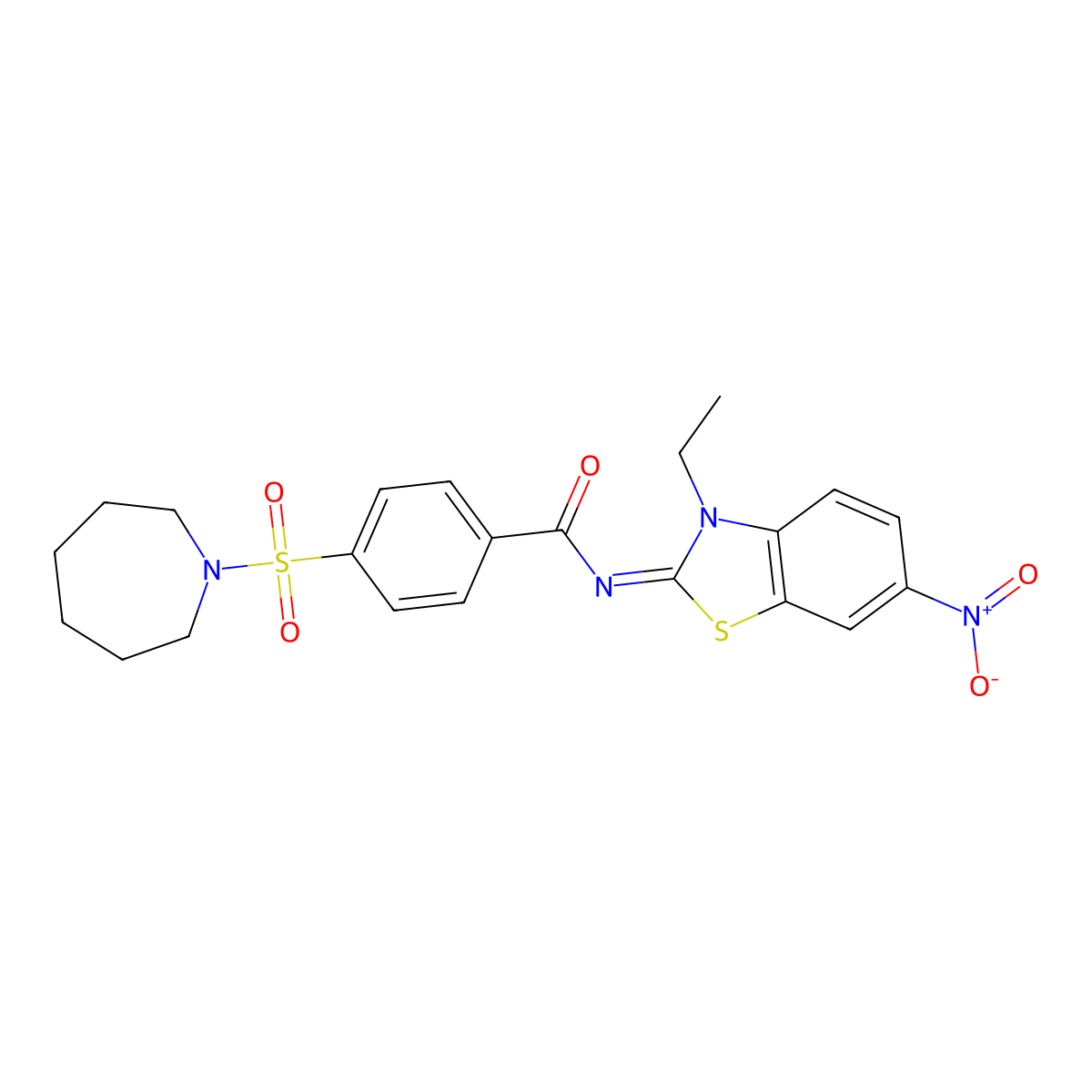(Z)-4-(azepan-1-ylsulfonyl)-N-(3-ethyl-6-nitrobenzo[d]thiazol-2(3H)-ylidene)benzamide molecular structure, CAS 850910-56-4