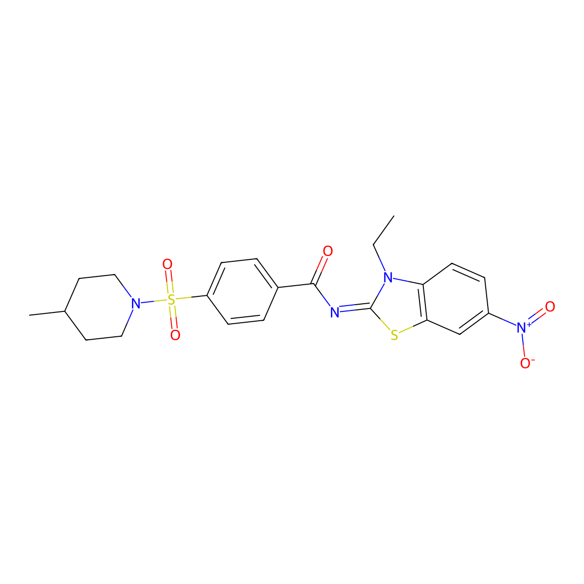 (Z)-N-(3-ethyl-6-nitrobenzo[d]thiazol-2(3H)-ylidene)-4-((4-methylpiperidin-1-yl)sulfonyl)benzamide molecular structure, CAS 850910-58-6