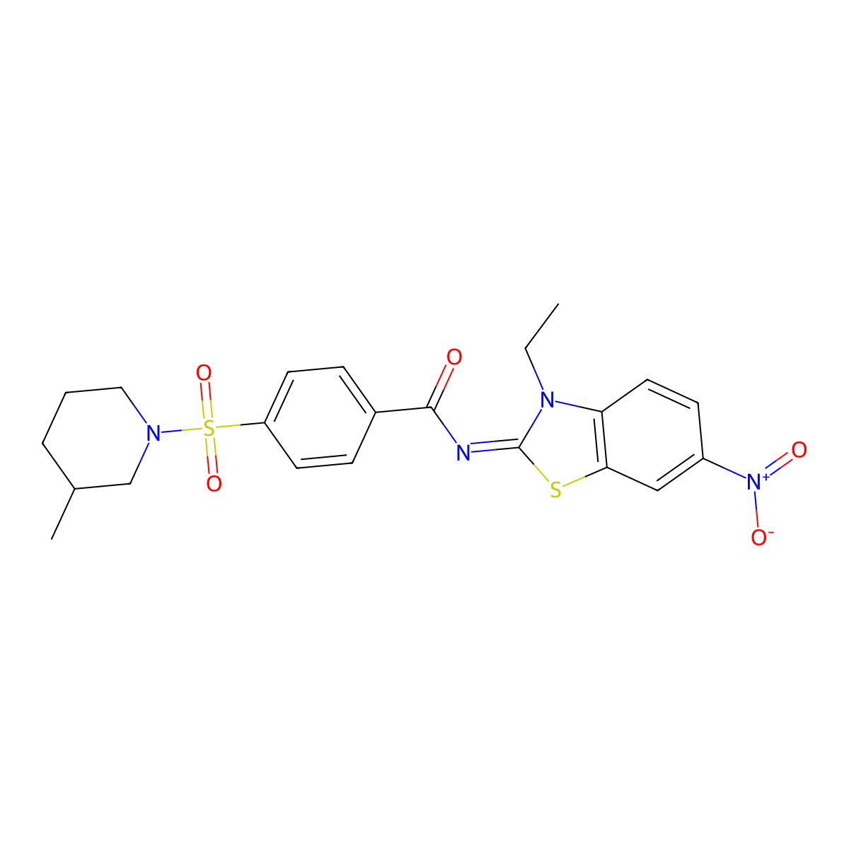 (Z)-N-(3-ethyl-6-nitrobenzo[d]thiazol-2(3H)-ylidene)-4-((3-methylpiperidin-1-yl)sulfonyl)benzamide molecular structure, CAS 850910-59-7