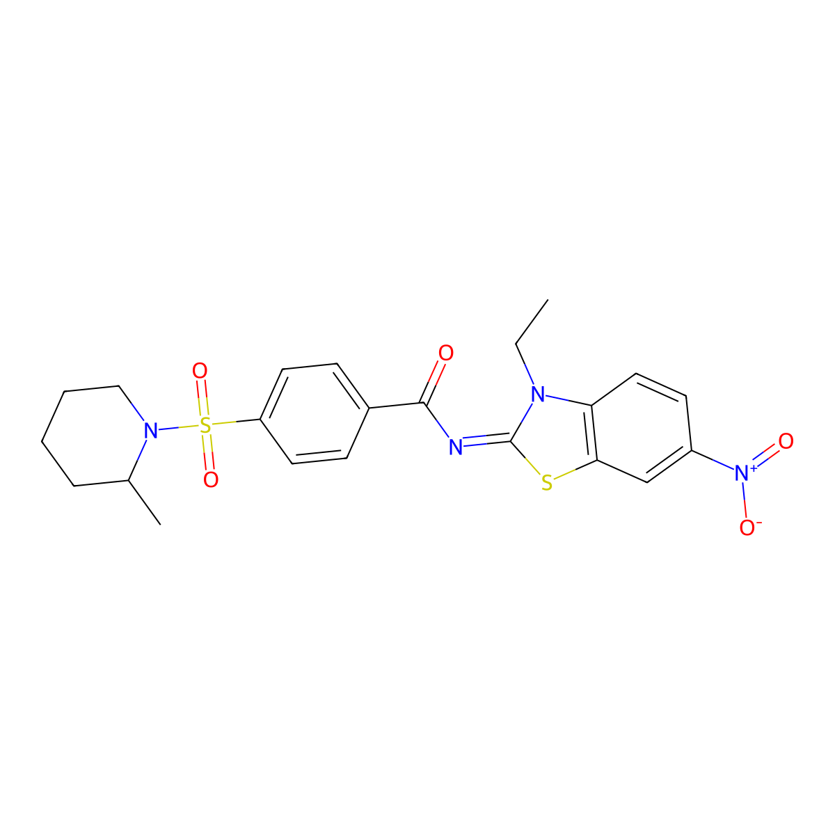 (Z)-N-(3-ethyl-6-nitrobenzo[d]thiazol-2(3H)-ylidene)-4-((2-methylpiperidin-1-yl)sulfonyl)benzamide molecular structure, CAS 850910-60-0