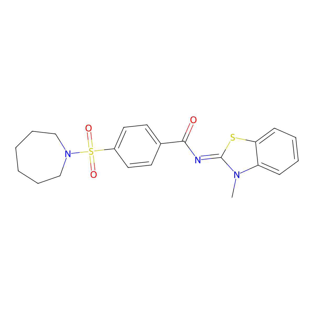 (E)-4-(azepan-1-ylsulfonyl)-N-(3-methylbenzo[d]thiazol-2(3H)-ylidene)benzamide molecular structure, CAS 850910-64-4