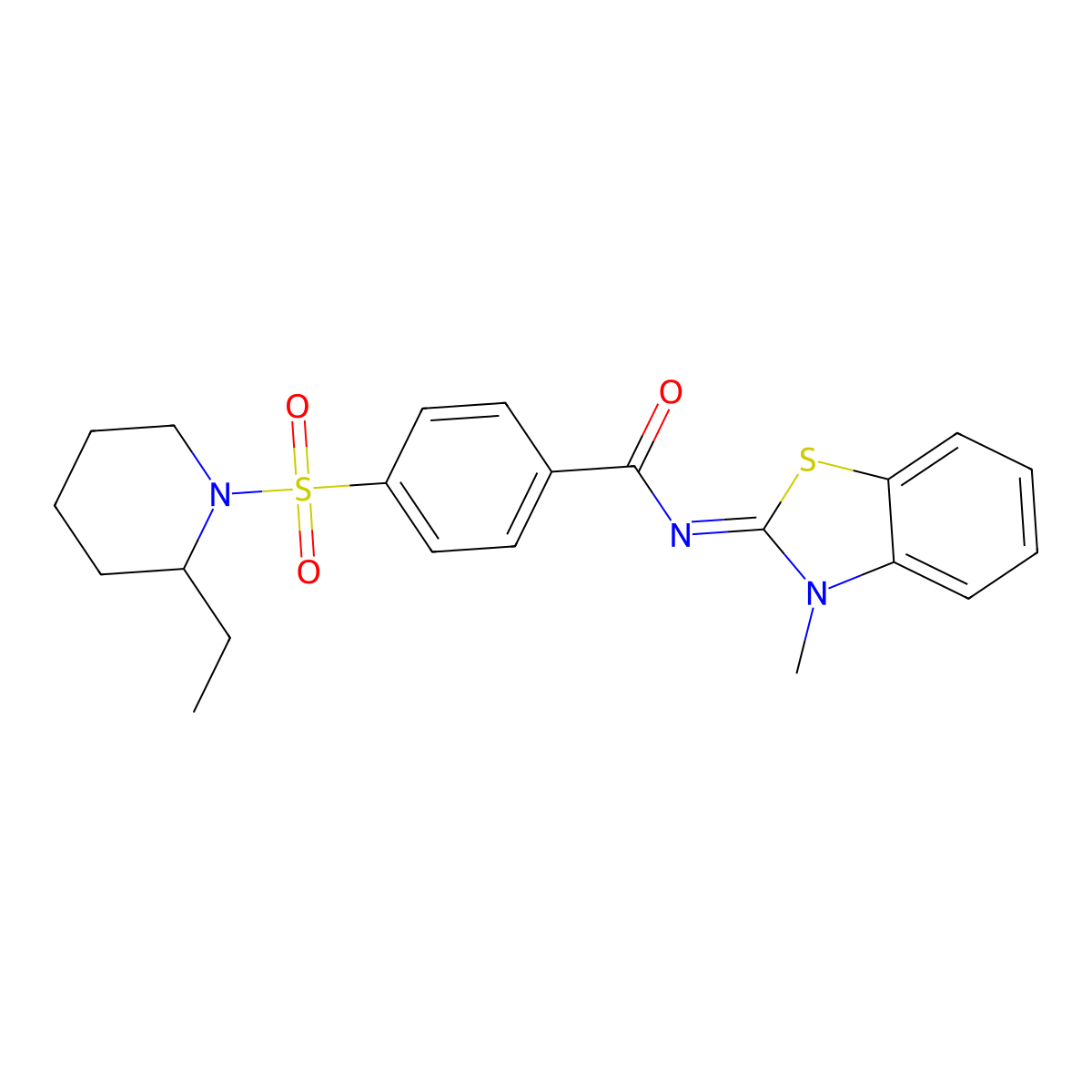 (Z)-4-((2-ethylpiperidin-1-yl)sulfonyl)-N-(3-methylbenzo[d]thiazol-2(3H)-ylidene)benzamide molecular structure, CAS 850910-66-6
