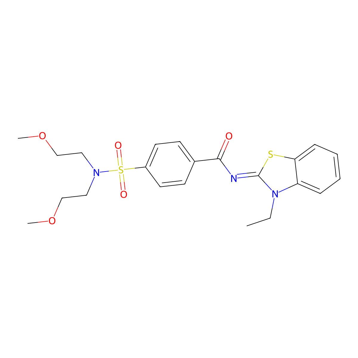 4-[bis(2-methoxyethyl)sulfamoyl]-N-(3-ethyl-1,3-benzothiazol-2-ylidene)benzamide molecular structure, CAS 850910-68-8