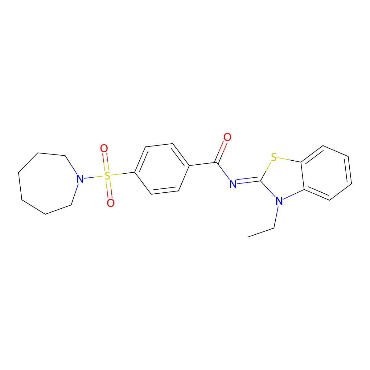 (Z)-4-(azepan-1-ylsulfonyl)-N-(3-ethylbenzo[d]thiazol-2(3H)-ylidene)benzamide molecular structure, CAS 850910-75-7