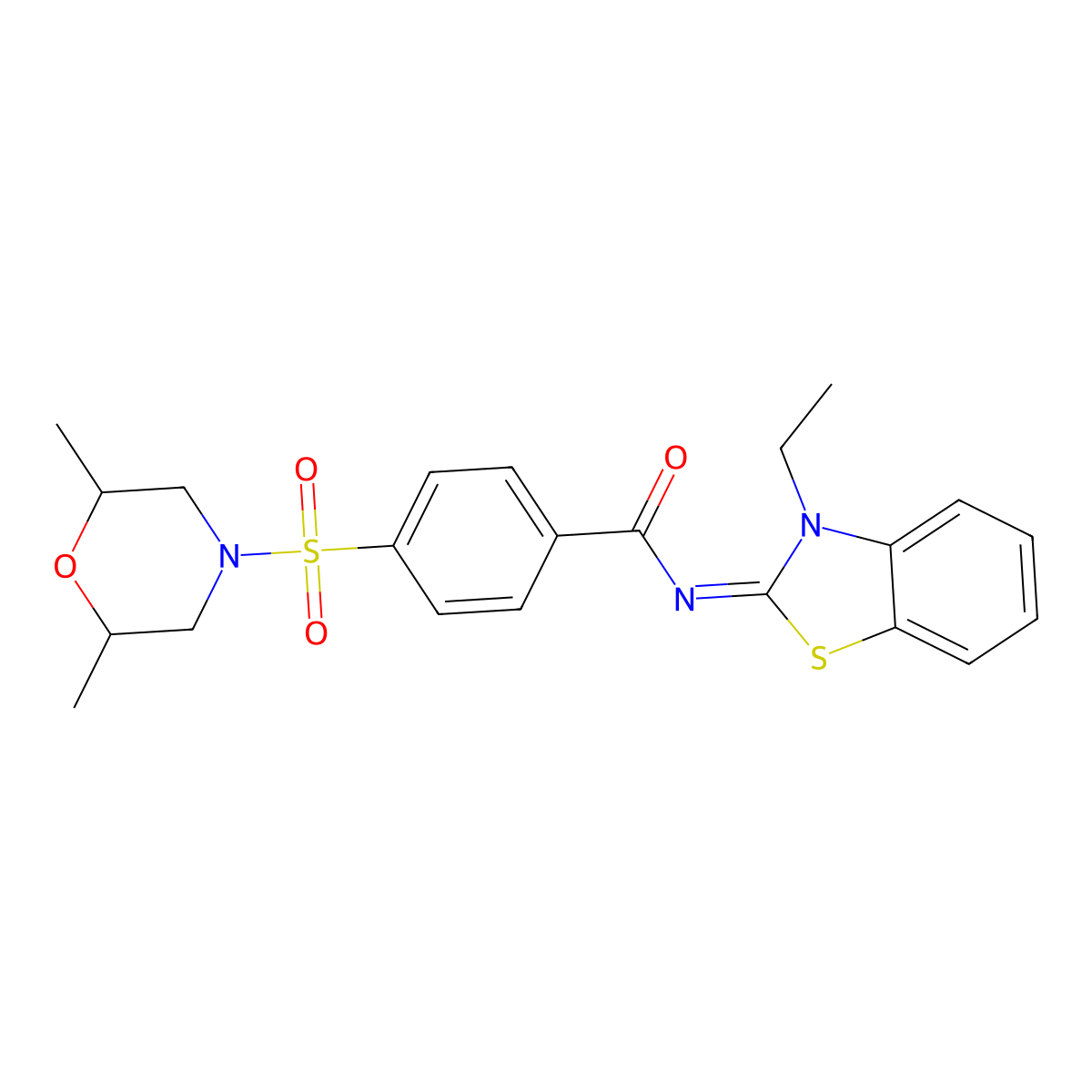 (Z)-4-((2,6-dimethylmorpholino)sulfonyl)-N-(3-ethylbenzo[d]thiazol-2(3H)-ylidene)benzamide molecular structure, CAS 850910-76-8
