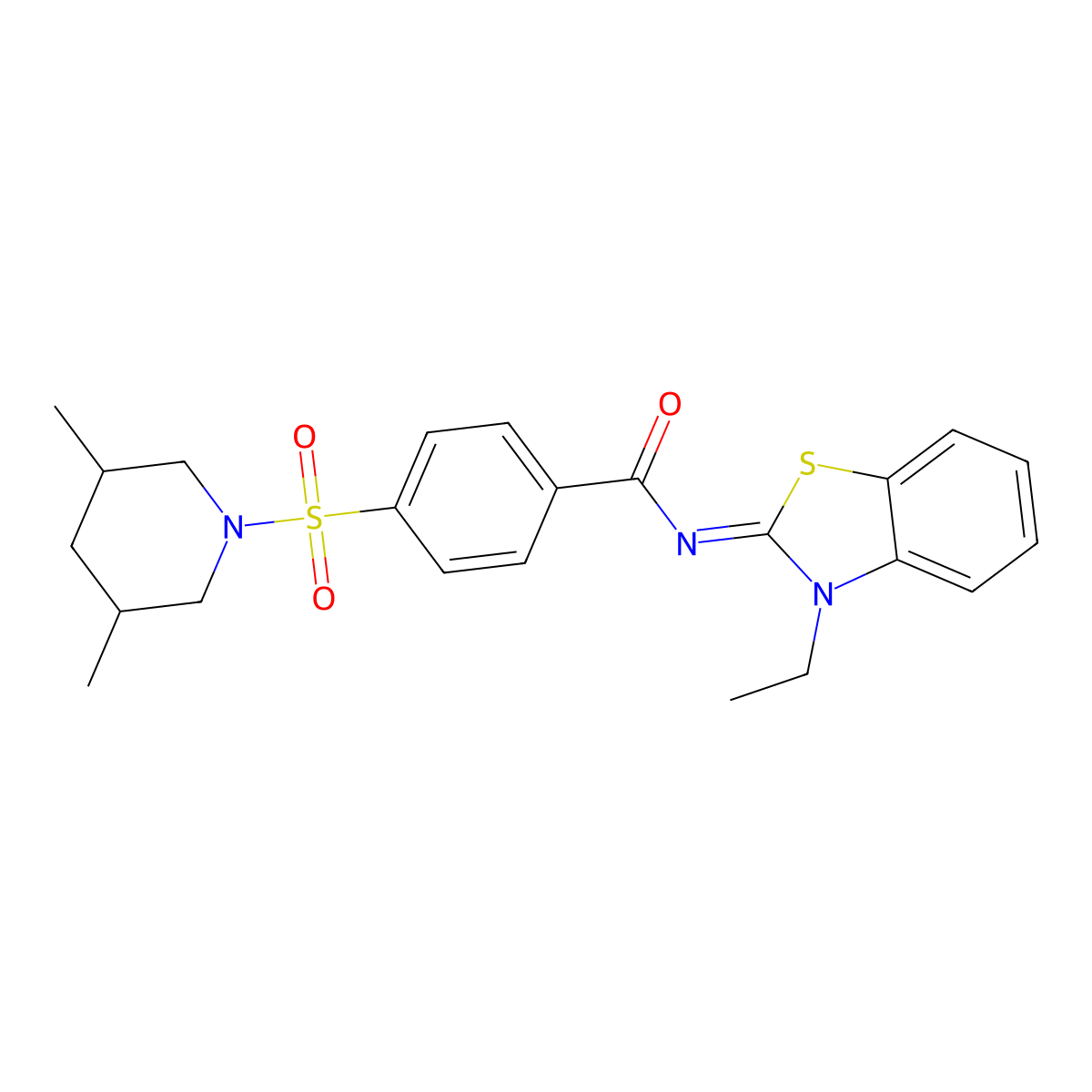 (Z)-4-((3,5-dimethylpiperidin-1-yl)sulfonyl)-N-(3-ethylbenzo[d]thiazol-2(3H)-ylidene)benzamide molecular structure, CAS 850910-77-9