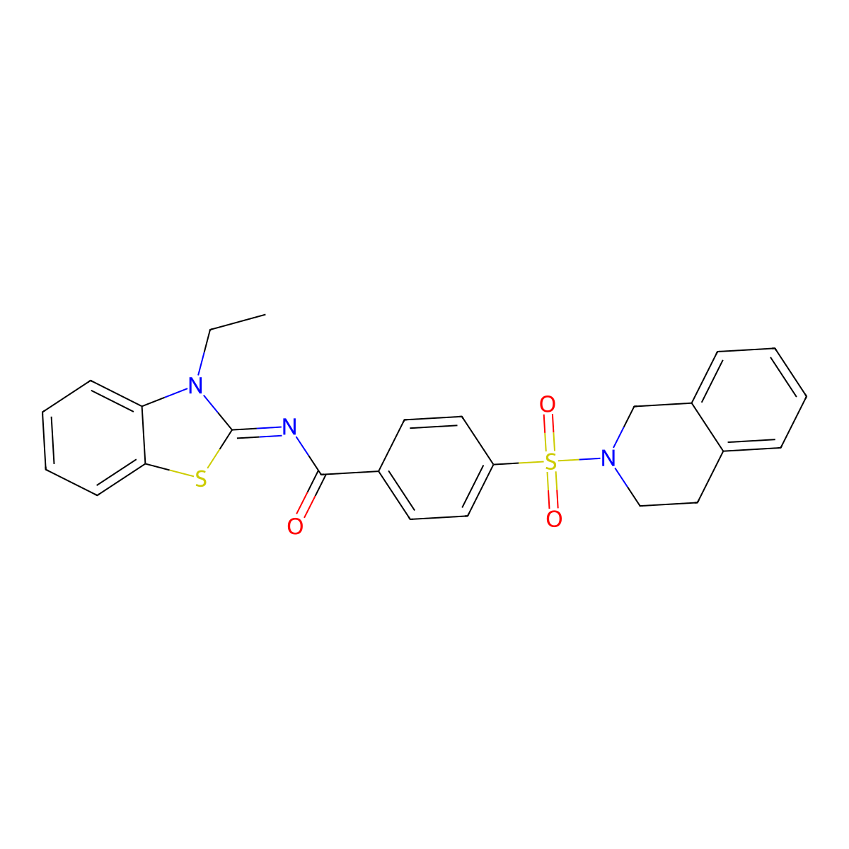 (E)-4-((3,4-dihydroisoquinolin-2(1H)-yl)sulfonyl)-N-(3-ethylbenzo[d]thiazol-2(3H)-ylidene)benzamide molecular structure, CAS 850910-78-0