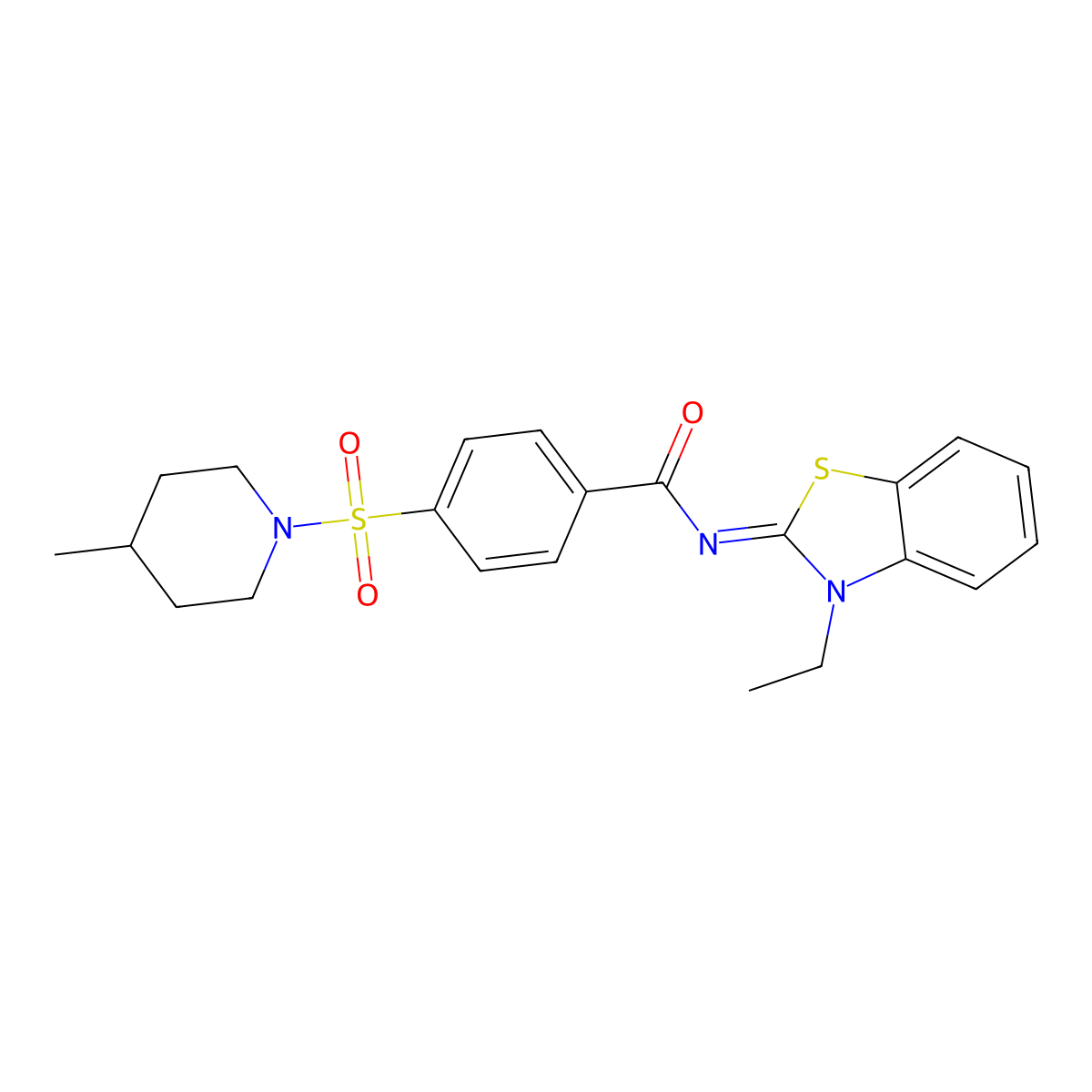 (Z)-N-(3-ethylbenzo[d]thiazol-2(3H)-ylidene)-4-((4-methylpiperidin-1-yl)sulfonyl)benzamide molecular structure, CAS 850910-80-4