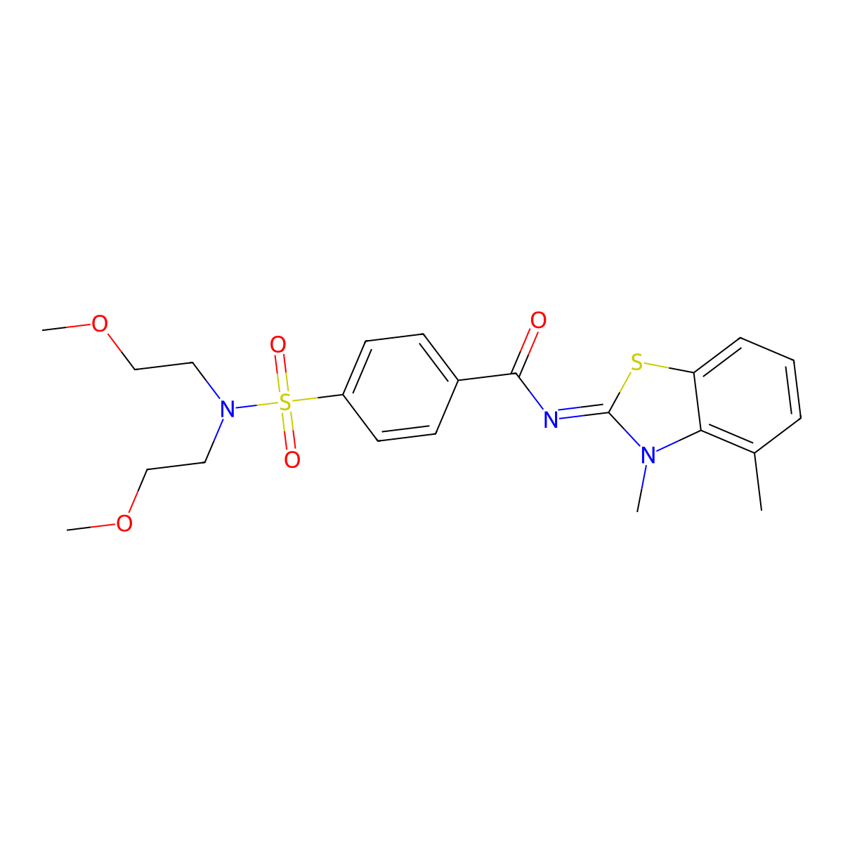 (Z)-4-(N,N-bis(2-methoxyethyl)sulfamoyl)-N-(3,4-dimethylbenzo[d]thiazol-2(3H)-ylidene)benzamide molecular structure, CAS 850910-88-2