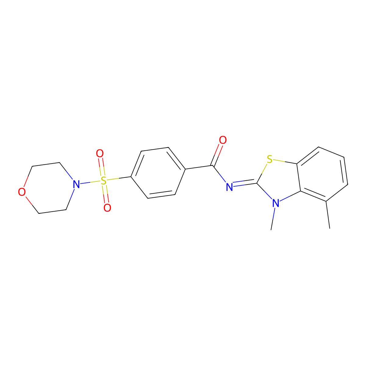 (E)-N-(3,4-dimethylbenzo[d]thiazol-2(3H)-ylidene)-4-(morpholinosulfonyl)benzamide molecular structure, CAS 850910-90-6
