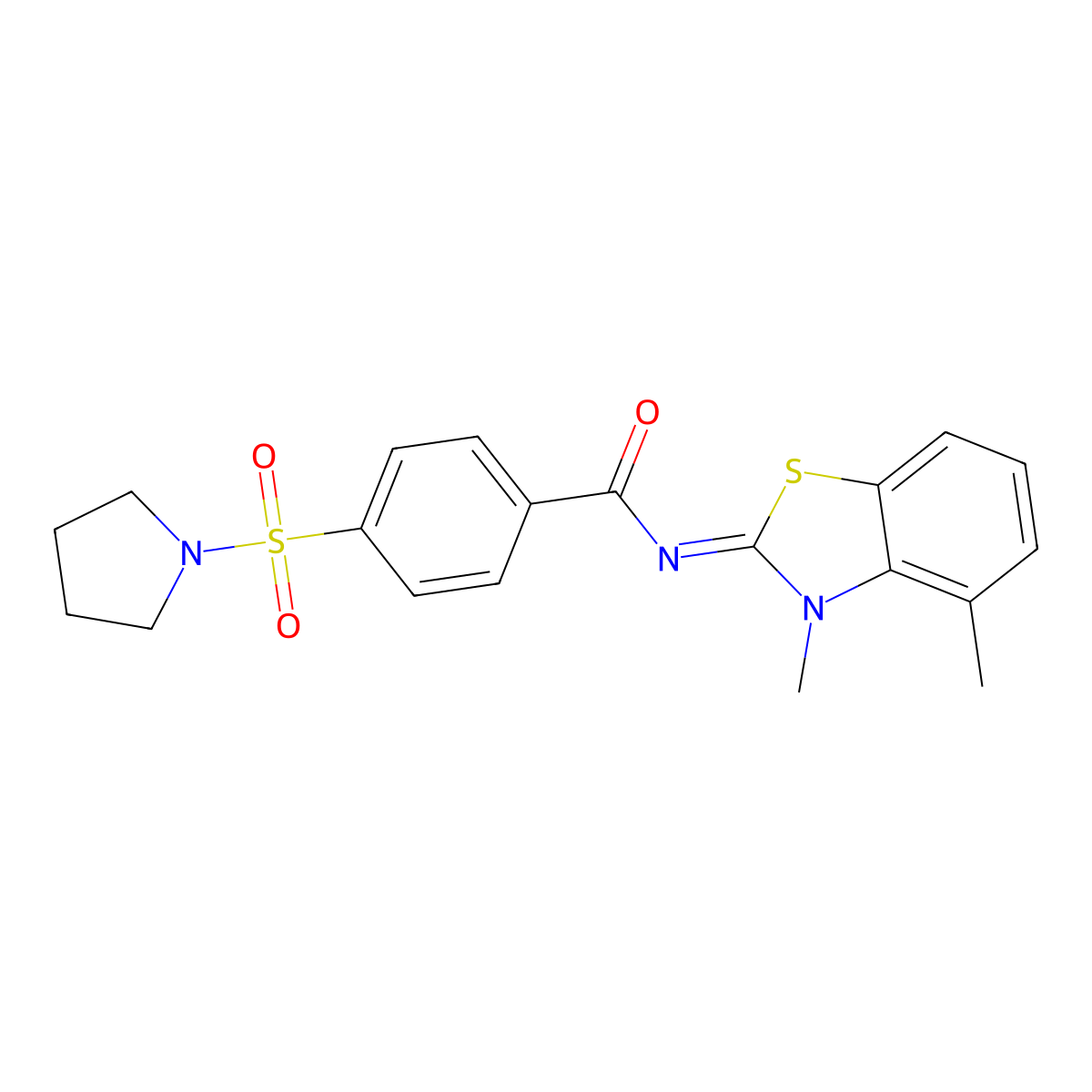 N-(3,4-dimethyl-1,3-benzothiazol-2-ylidene)-4-pyrrolidin-1-ylsulfonylbenzamide molecular structure, CAS 850910-91-7