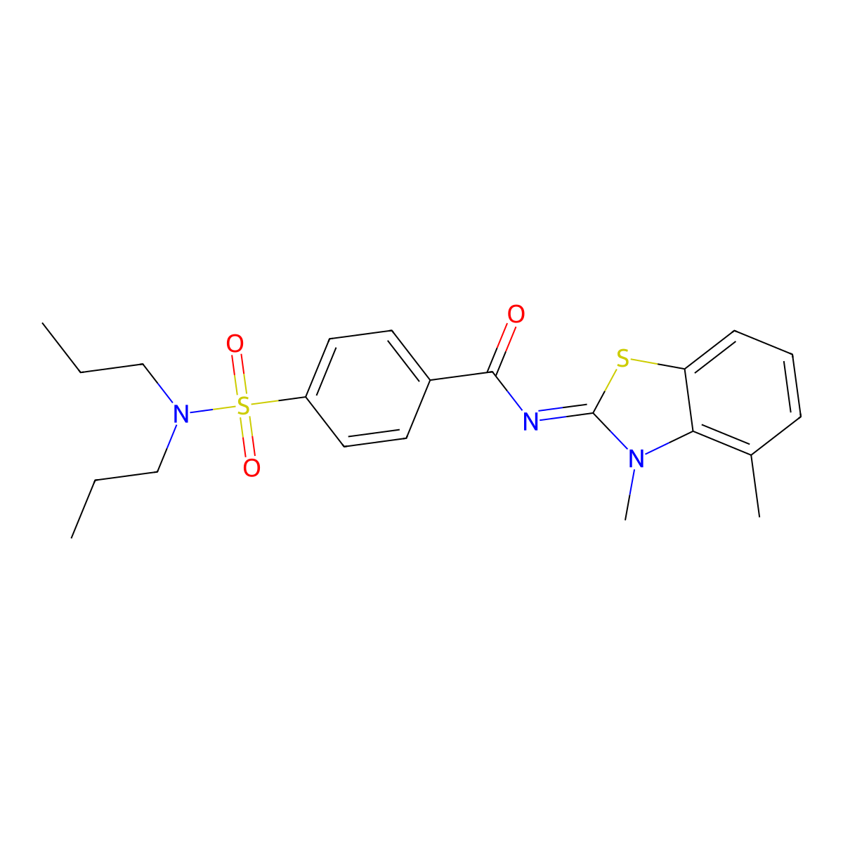 (E)-N-(3,4-dimethylbenzo[d]thiazol-2(3H)-ylidene)-4-(N,N-dipropylsulfamoyl)benzamide molecular structure, CAS 850910-93-9