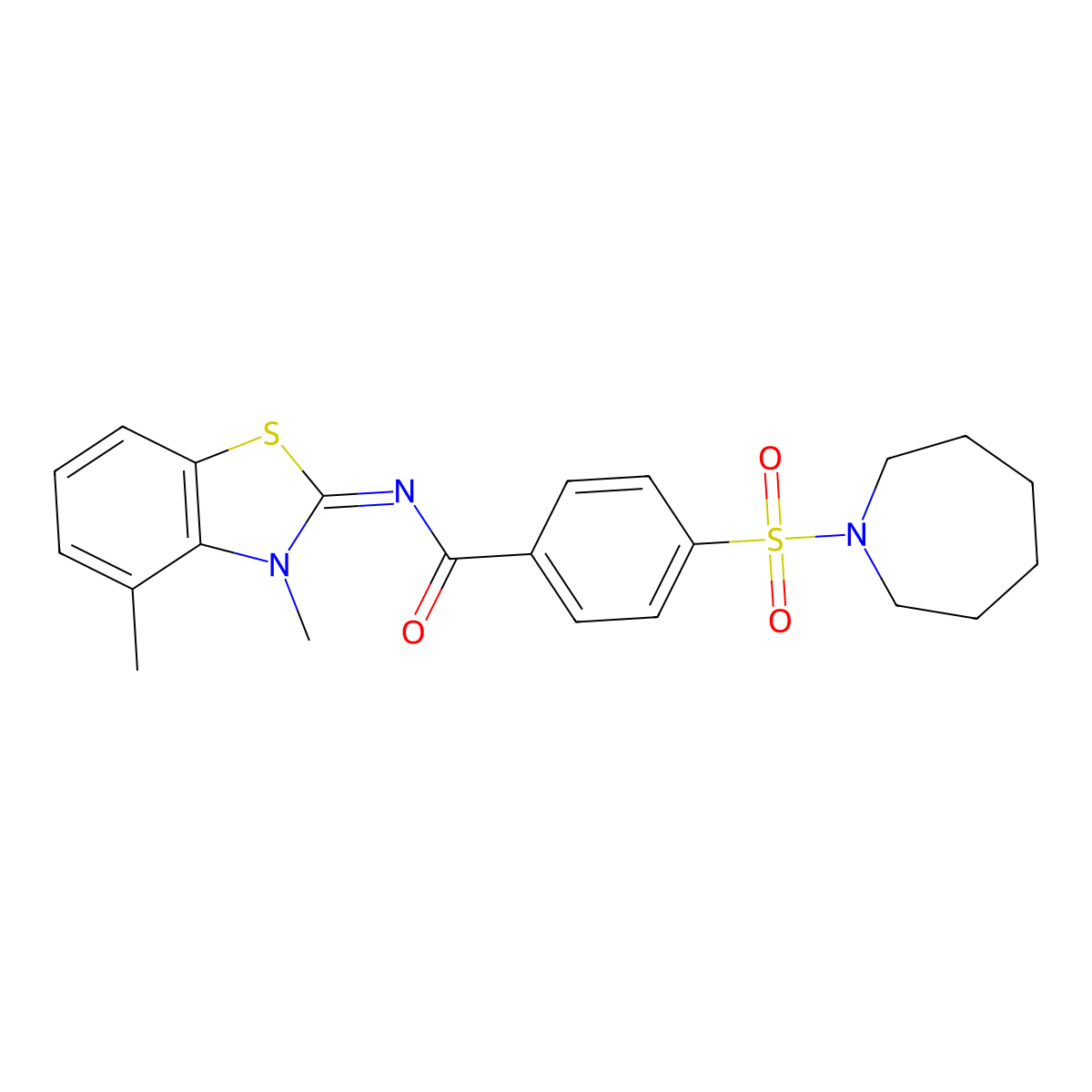 (E)-4-(azepan-1-ylsulfonyl)-N-(3,4-dimethylbenzo[d]thiazol-2(3H)-ylidene)benzamide molecular structure, CAS 850910-95-1