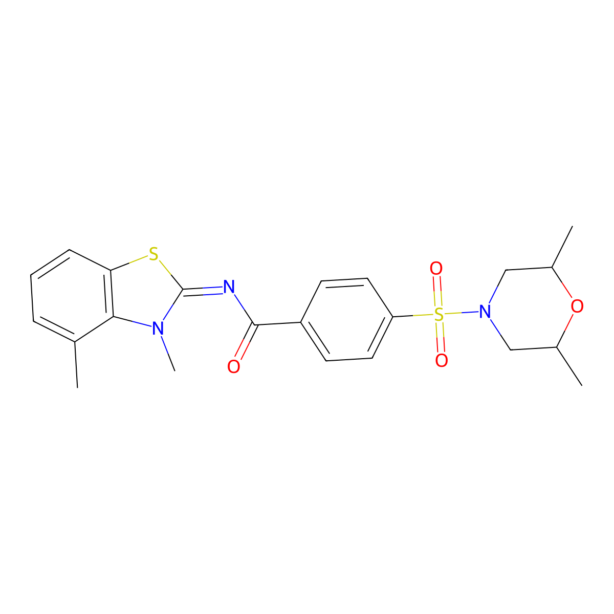(E)-N-(3,4-dimethylbenzo[d]thiazol-2(3H)-ylidene)-4-((2,6-dimethylmorpholino)sulfonyl)benzamide molecular structure, CAS 850910-96-2