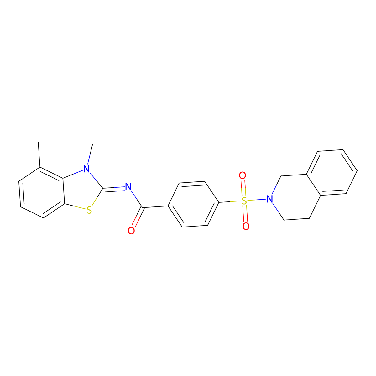 (E)-4-((3,4-dihydroisoquinolin-2(1H)-yl)sulfonyl)-N-(3,4-dimethylbenzo[d]thiazol-2(3H)-ylidene)benzamide molecular structure, CAS 850910-98-4